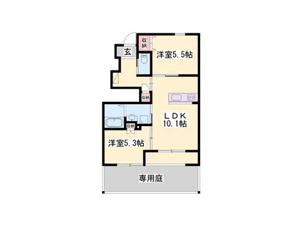 サンモール金ヶ崎(2LDK/1階)の間取り写真