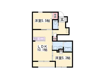 サンモール金ヶ崎(2LDK/1階)の間取り写真