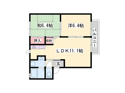メゾンソレイユ(2LDK/1階)の間取り写真