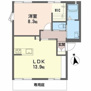 JAハイツ白浜(1LDK/1階)の間取り写真