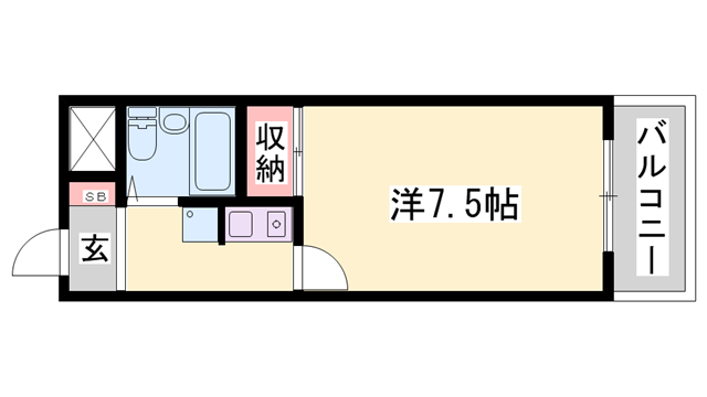 ロイヤルヒルズ北平野(1K/2階)の間取り写真