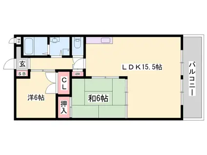 ヴィラ・プリマベーラ(2LDK/3階)の間取り写真