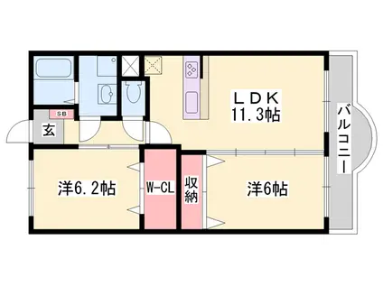 リバーサイドブライト(2LDK/3階)の間取り写真