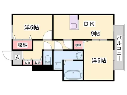 山陽電気鉄道本線 尾上の松駅 徒歩25分 2階建 築19年(2LDK/1階)の間取り写真