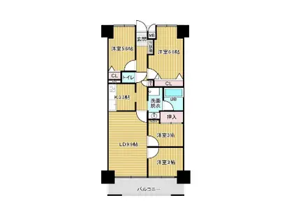 姫路甲丘アーバンコンフォート(4LDK/15階)の間取り写真