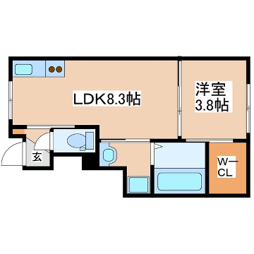 KUKUNA西蒲田 B棟(1LDK/1階)の間取り写真