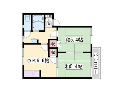 コートヴィレッジ(2DK/1階)の間取り写真