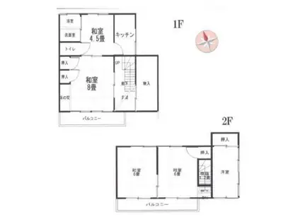 山陽電気鉄道網干線 夢前川駅 徒歩15分 2階建 築48年(5K)の間取り写真