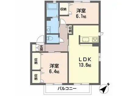 アンダンテ大久保(2LDK/2階)の間取り写真