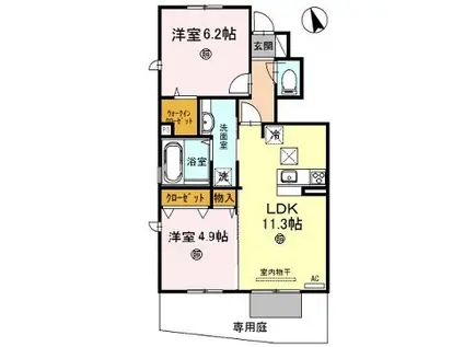 エタン・リジエール A棟(2LDK/2階)の間取り写真