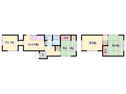播但線 福崎駅 バス乗車時間:38分 荒神山口バス停で下車 徒歩6分 2階建 築50年(4DK)の間取り写真
