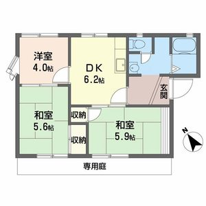 ハイツ神和(3DK/1階)の間取り写真
