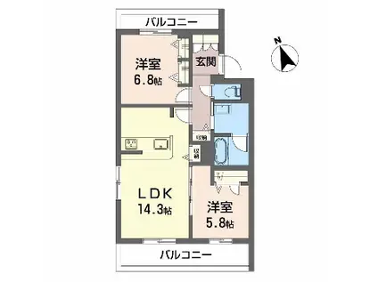 SEASIDE HOUSE(2LDK/1階)の間取り写真