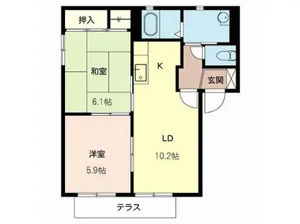 グリーンハイツ(2LDK/2階)の間取り写真