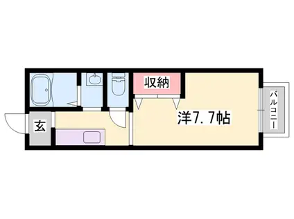 フローラ A棟(1K/1階)の間取り写真