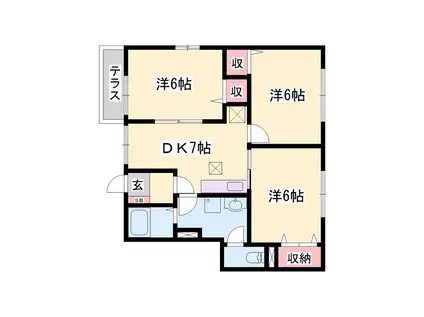 キャメルハウス A棟(3DK/1階)の間取り写真