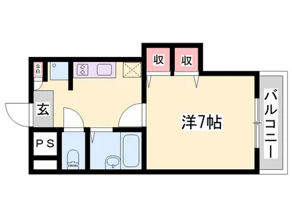 ジュネス神屋町(1K/8階)の間取り写真