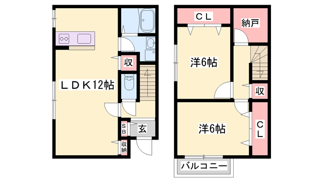 K.ハイツ(2LDK/2階)の間取り写真