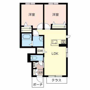 ドルチェ・ヴィータ(2LDK/1階)の間取り写真