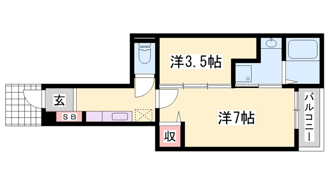 ポエム・ひまわり(1SK/1階)の間取り写真