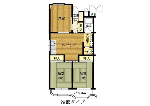 播磨城の宮3号棟(3DK/5階)の間取り写真
