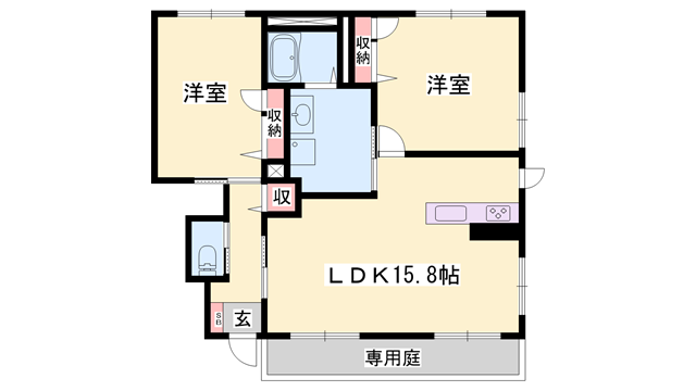 PROUD AYA(2LDK/1階)の間取り写真