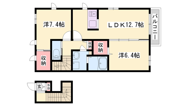 シャモニー(2LDK/2階)の間取り写真