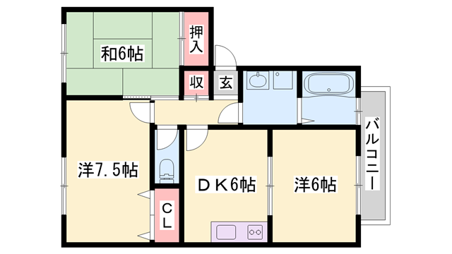 ウィズガーデン(3DK/2階)の間取り写真