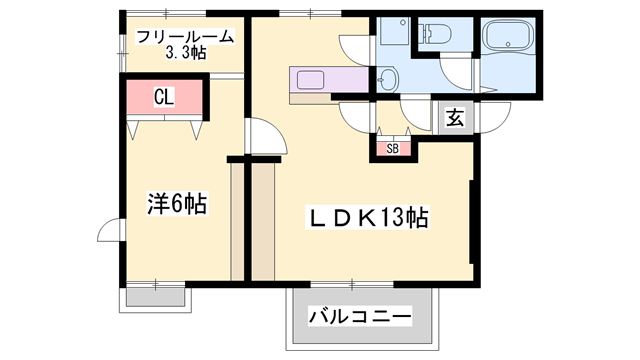 ハイツ・あわ(1LDK/1階)の間取り写真