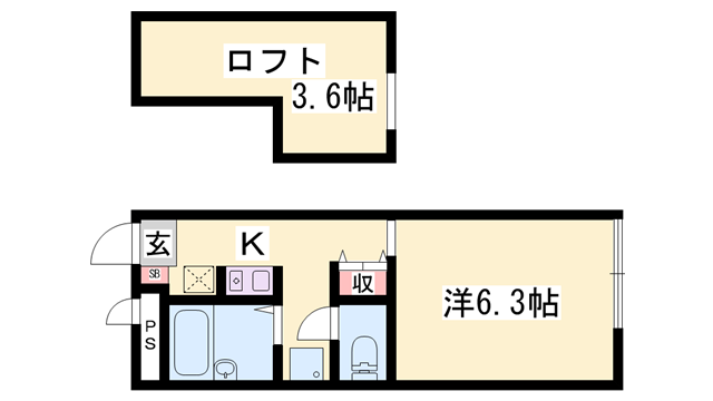 フラッツ伊保(1K/1階)の間取り写真