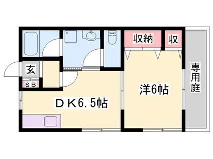 ヴィレッジみふく2(1DK/2階)の間取り写真