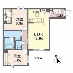 シャーメゾン 木の実(2LDK/1階)の間取り写真