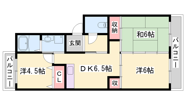 日成日笠コーポ(3DK/2階)の間取り写真