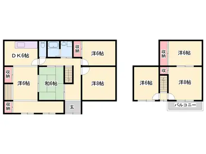 姫新線 千本駅 徒歩187分 2階建 築43年(6LDK)の間取り写真