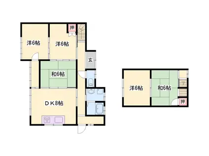 山陽本線 網干駅 徒歩4分 2階建 築49年(5DK)の間取り写真