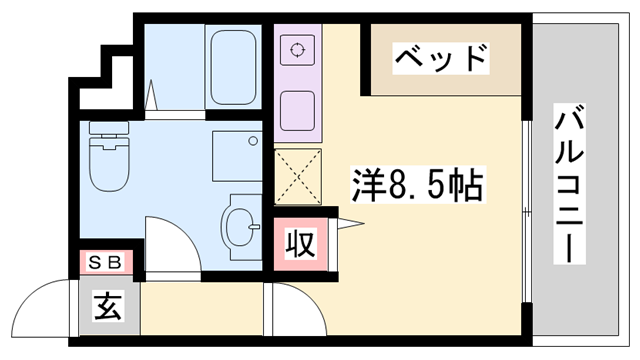 プライム英賀保(ワンルーム/5階)の間取り写真