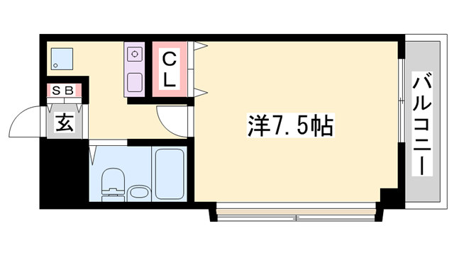 ベルトピア姫路1(1K/6階)の間取り写真