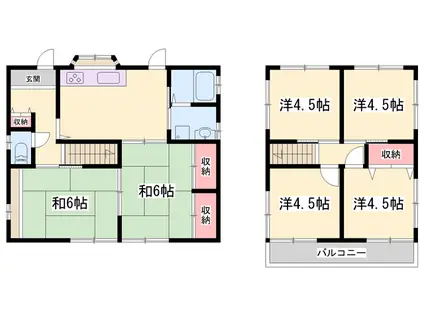 神戸電鉄粟生線 恵比須駅 徒歩14分 2階建 築52年(6K)の間取り写真