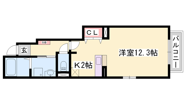 ブルーメ野里C(1K/1階)の間取り写真