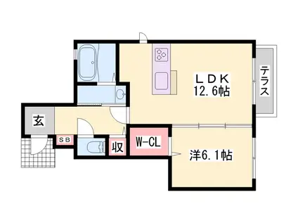 M.A.C COURT(1LDK/1階)の間取り写真