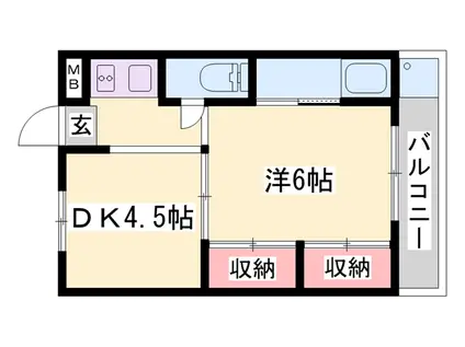 ビレッジハウス今在家(1DK/3階)の間取り写真