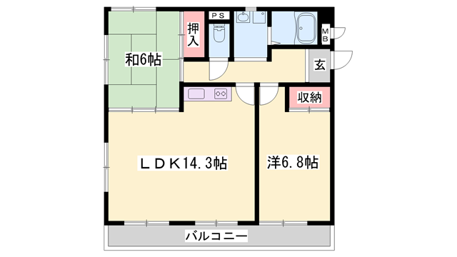 セントラルメゾン(2LDK/2階)の間取り写真