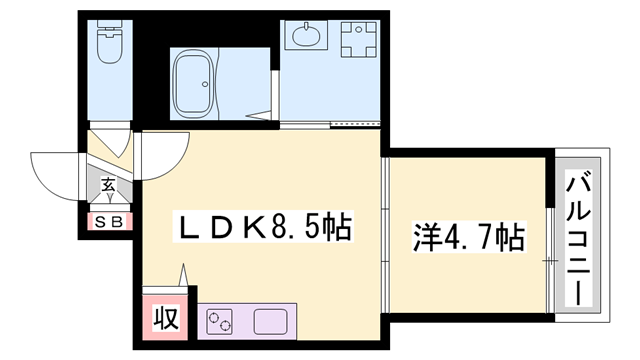 HABITASION京口(1LDK/1階)の間取り写真