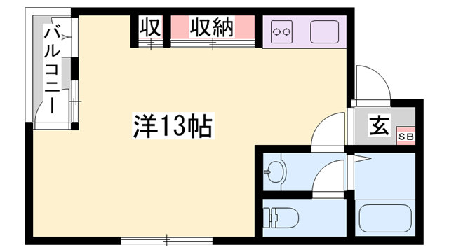 キャッスルコート南新在家(1K/2階)の間取り写真