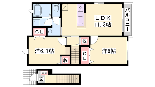 HYU-FORSCH和(2LDK/2階)の間取り写真