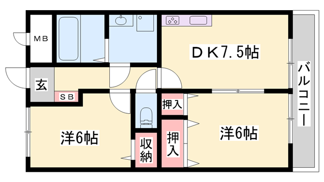 CITYCOOLALE(2DK/4階)の間取り写真