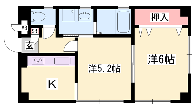 タカラハイツ(1DK/4階)の間取り写真