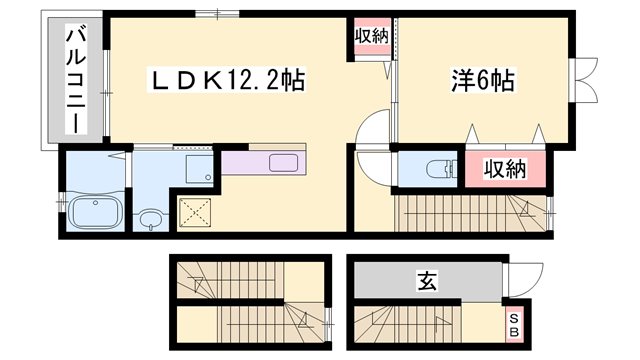 サンフラワー(1LDK/3階)の間取り写真