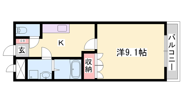 ビアンヒルズ(1K/2階)の間取り写真