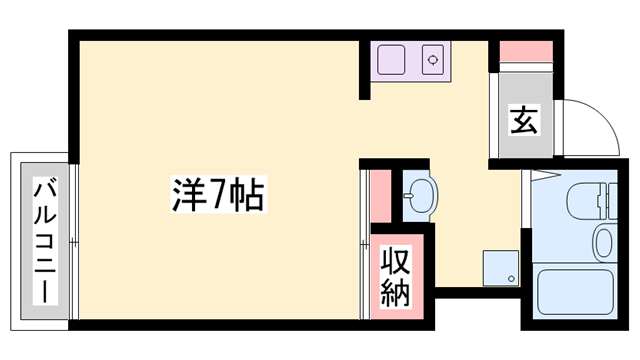 エスポワール加西(1K/1階)の間取り写真